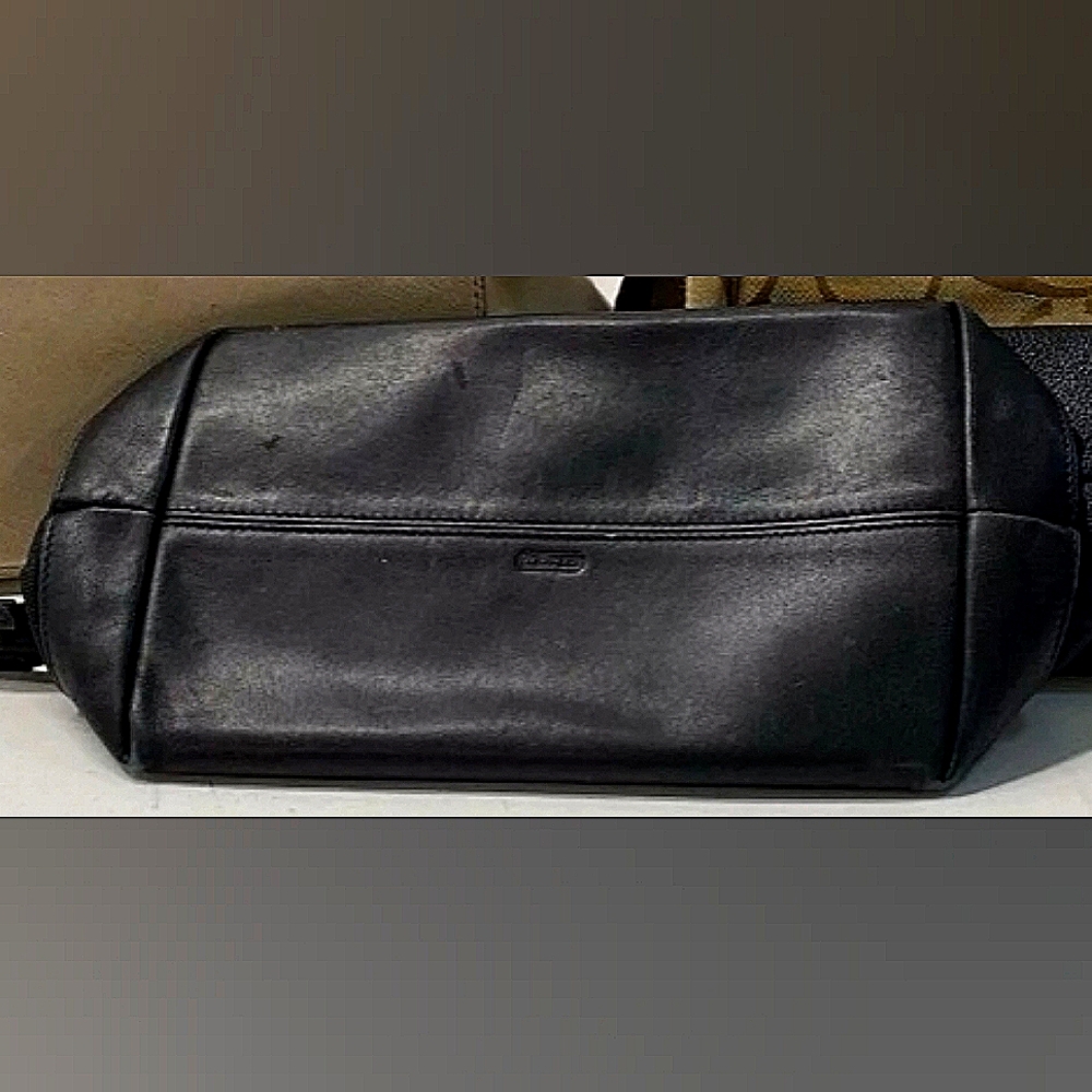 COACH Designer Black Leather Nylon Pouch Toiletry Bag Clutch - Picture 6 of 6